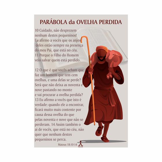 Imagem de Painel Banner Escolar Bíblico Jesus Parábola Pastor e Ovelha 85x60cm