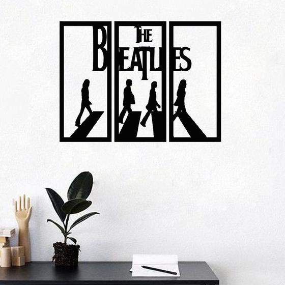 Imagem de Painel Beatles Mdf Decorativo Preto Sala Quarto Ambientes Temático