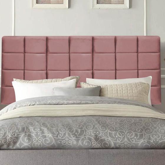 Imagem de Painel Cabeceira Estofada Clara 100cm Solteiro Para Cama Box Quarto Suede Rose Gold - Ahazzo Móveis