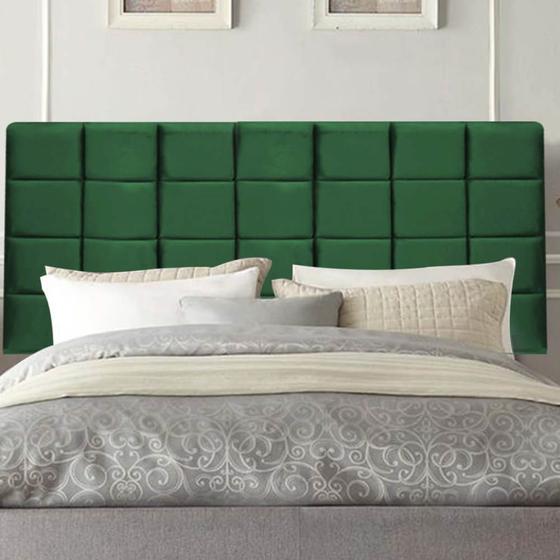 Imagem de Painel Cabeceira Estofada Clara 140cm Casal Padrão Para Cama Box Quarto Suede Verde - Ahazzo Móveis