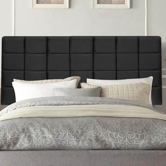 Imagem de Painel Cabeceira Estofada Clara 195cm King Size Para Cama Box Quarto material sintético Preto - Ahz Móveis