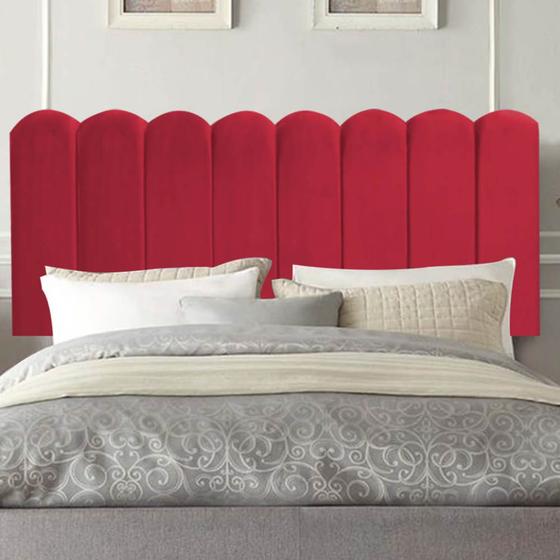 Imagem de Painel Cabeceira Estofada Dallas 100cm Solteiro Para Cama Box Quarto Sintético Vermelho - Ahz Móveis