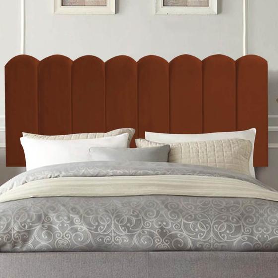 Imagem de Painel Cabeceira Estofada Dallas 90cm Solteiro Para Cama Box Quarto Suede Terracota - Ahz Móveis