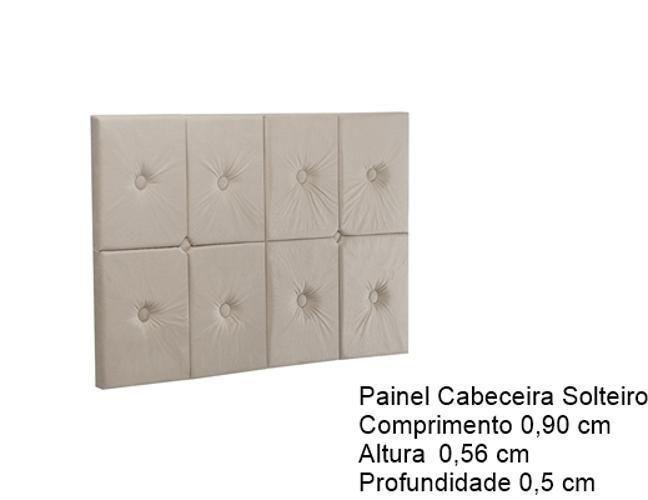 Imagem de Painel Cama Box Botão Solteiro 0,90 Elegance Cor Bege/Areia