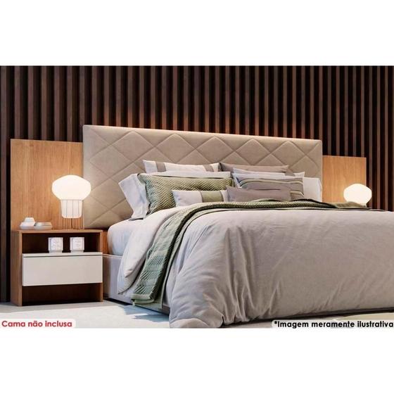 Imagem de Painel Cama Box Madeirado Freijo Cumaru c/ Fendi Casal Everest Plus 2 Mesas c/ 2 Gavetas Freijo Cumaru c/ Fendi - Novo Horizonte