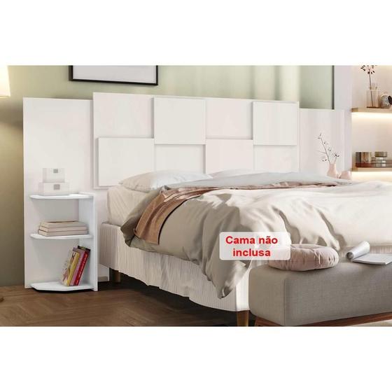 Imagem de Painel Cama Box Madeirado Queen Queen Firenze c/ 6 Prateleiras Queen - 158 - Branco - Conquista