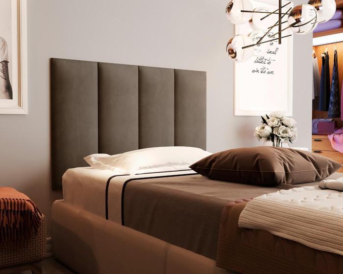 Imagem de Painel Cama Box Solene 0,90 Tecido Suede Cor Marrom