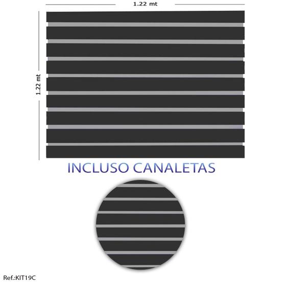 Imagem de Painel Canaletado Preto - 1,22 x 1,22 + Canaletas Cinzas