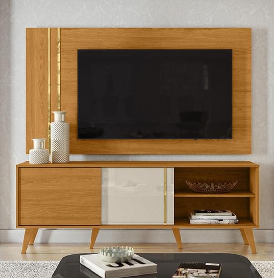 Imagem de Painel com Bancada para TVs de até 60 polegadas Cinamomo Off White  Madetec