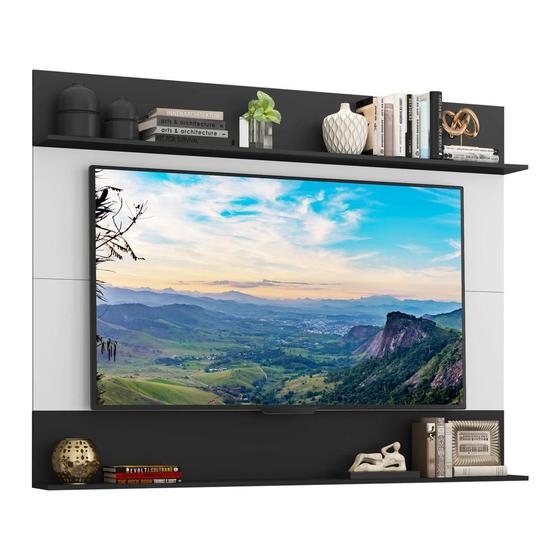 Imagem de Painel com Suporte TV 65" e Prateleiras Amsterdã Classic Multimóveis Branco/Preto