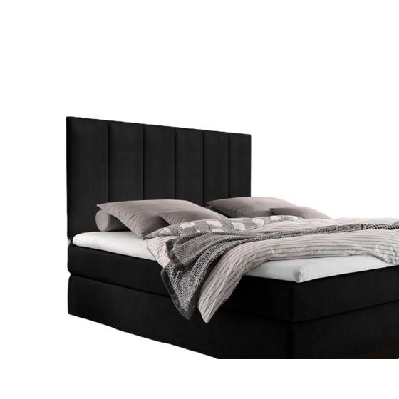 Imagem de  Painel de Cabeceira Estofada Para Cama Casal Box 1,38 Tecido Sued Aveludado Preto