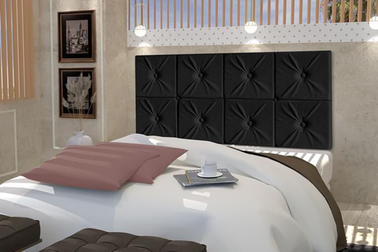 Imagem de Painel De Cama Box Botão Casal 1,40 Elegance Cor Preto