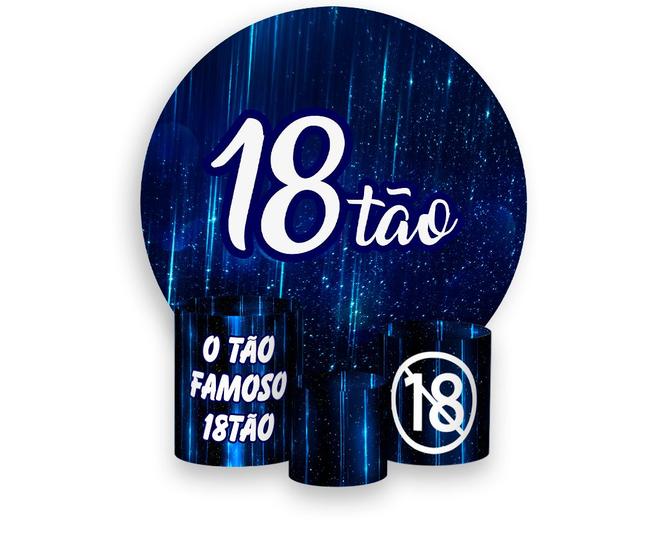 Imagem de Painel De Festa 1,5x1,5 + Trio Capa Cilindro - 18 Anos 18TÃO Azul 018