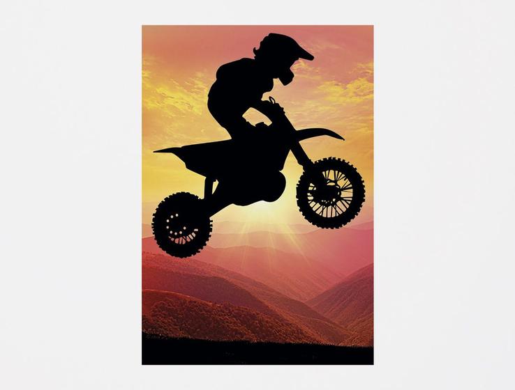 Imagem de Painel De Festa 3d Vertical 1,50 x 2,20 - Motocross Por do Sol 01