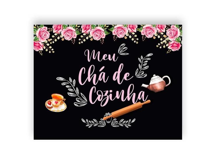 Imagem de Painel de Festa Horizontal 1,55 X 1,20 - Chalkboard Meu Chá de Cozinha 02