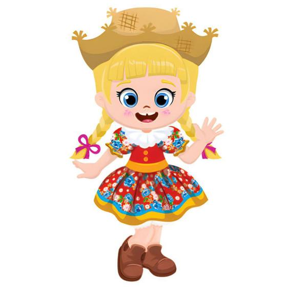painel de festa junina menina caipira loira decoração 55 cm - Piffer ...