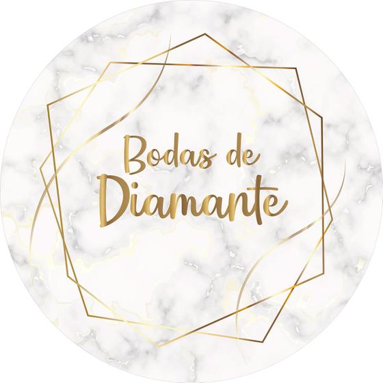 Imagem de Painel De Festa Redondo 1,50x1,50 - Casamento Bodas de Diamante Dourado 004