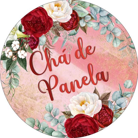 Imagem de Painel De Festa Redondo 1,50x1,50 - Chá de Panela Efeito Marmorizado Floral 014