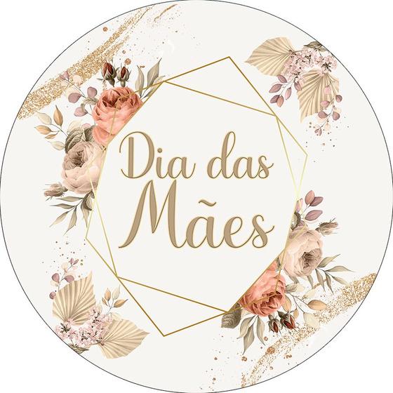 Imagem de Painel De Festa Redondo 1,50x1,50 -  Dia das Mães Bege Floral 089