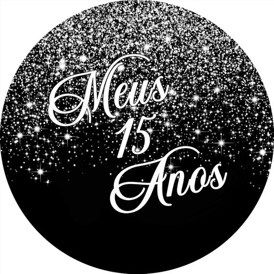 Imagem de Painel De Festa Redondo 1,50x1,50 - Efeito Glitter Prata Caindo Meus 15 Anos 022