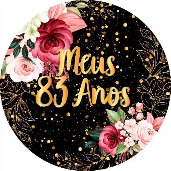 Imagem de Painel De Festa Redondo 1,50x1,50 -  Meus 83 Anos Floral 115