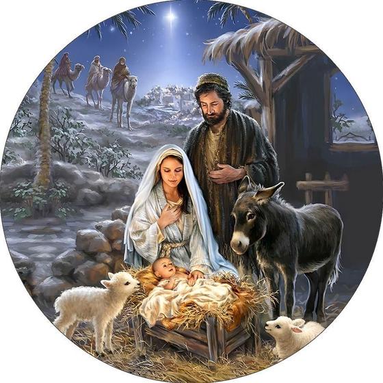 Imagem de Painel De Festa Redondo 1,50x1,50 - Noite de Natal Sagrada Família 035
