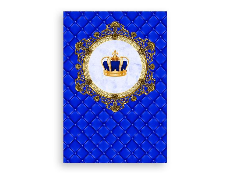 Imagem de Painel De Festa Vertical 1,50 x 2,20 - Capitonê Coroa Realeza Azul com coroa 006