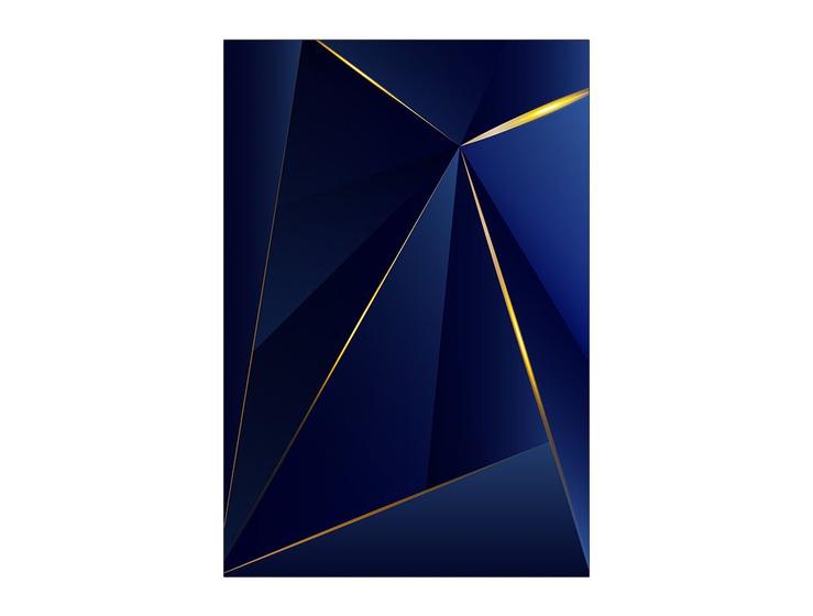 Imagem de Painel De Festa Vertical 1,50 x 2,20 - Efeito Geométrico Azul com linhas Douradas 040