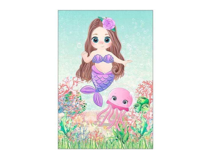 Imagem de Painel De Festa Vertical 1,50 x 2,20 -  Fundo do Mar Sereia Baby Cute 003