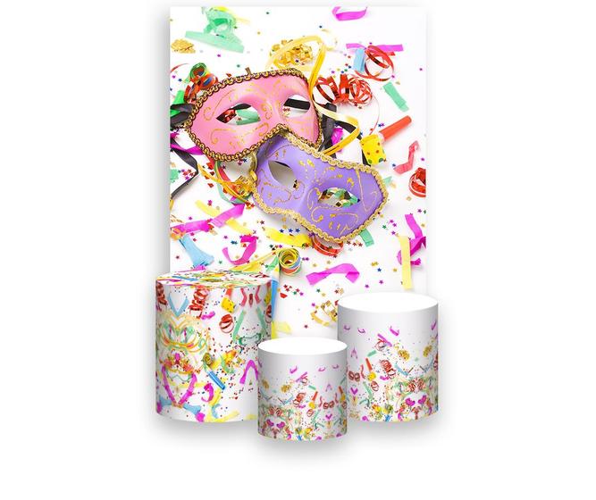 Imagem de Painel De Festa Vertical 1,50 x 2,20 + Trio De Capas Cilindro - Carnaval Serpentinas e Confetes 004