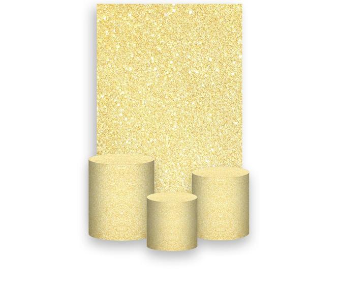 Imagem de Painel De Festa Vertical 1,50 x 2,20 + Trio De Capas Cilindro - Efeito Glitter Amarelo Claro 080