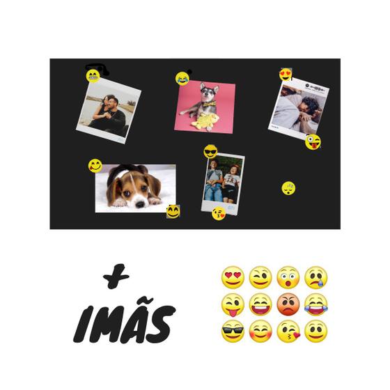 Painel de Fotos Liso - LS-Preto + 12 Imãs Decorativos Menor preço em Painel de Fotos Liso - LS-Preto + 12 Imãs Decorativos