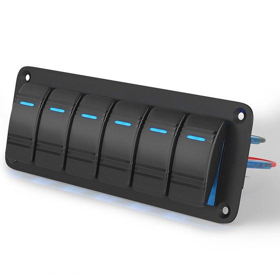 Imagem de Painel de Interruptor Rocker LED de 6 Gangues 12V/24V - Para Carro, Barco e Caravanas