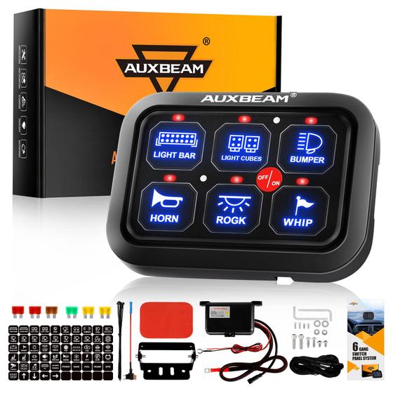 Imagem de Painel de Interruptores Auxbeam BC60 6 Gangues com LED - Regulagem Automática