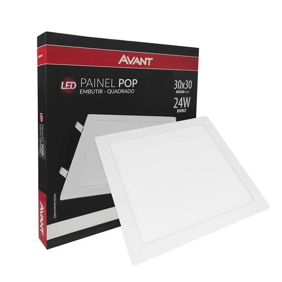 Painel de Led Branco Plafon 24w Embutir Quadrado 6500k Avant Menor preço em Painel de Led Branco Plafon 24w Embutir Quadrado 6500k Avant