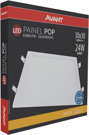 Imagem de Painel de led pop embutir quadrado 24w 3000k bivolt - avant