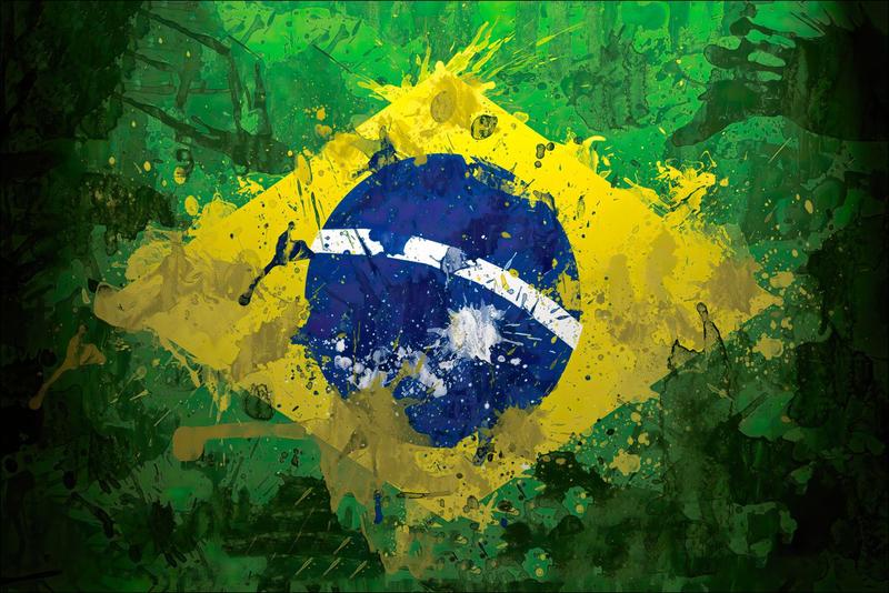 Imagem de Painel de Lona Brasil Bandeira Aquarelada