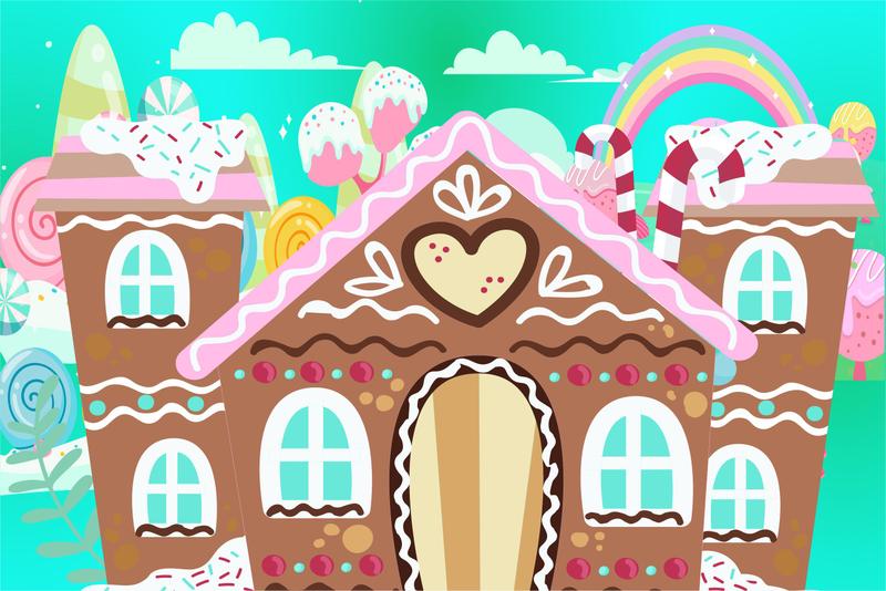 Painel de Lona Casa de Doces Ginger Bread - Fabrika De Festa - Painel ...