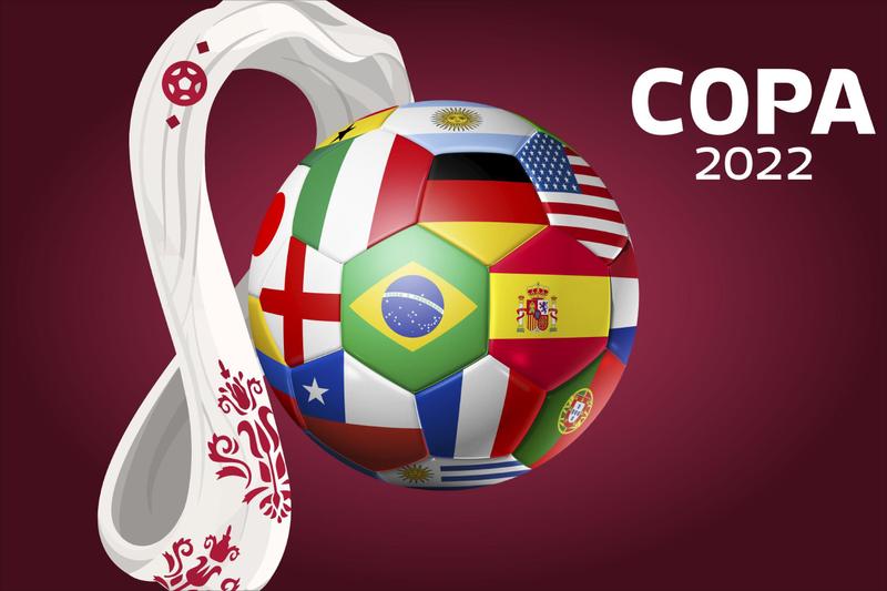 Imagem de Painel de Lona Futebol Copa do Mundo Bola Bandeiras