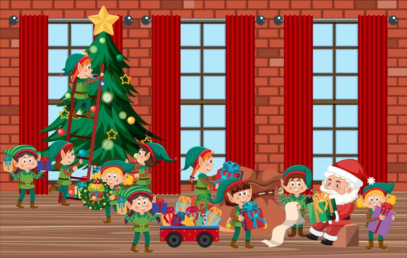 Painel de Lona Natal Árvore Duendes Ajudantes do Papai Noel - Fabrika ...