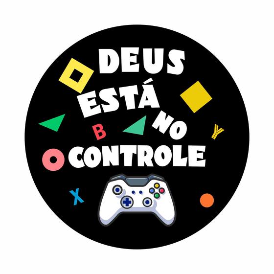 Imagem de Painel de Lona Redondo Deus Está no Controle Controle de Vídeo Game