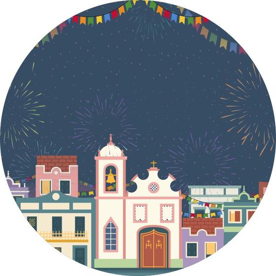 Imagem de Painel de Lona Redondo Festa Junina Cenário Arraiá Noite de São João