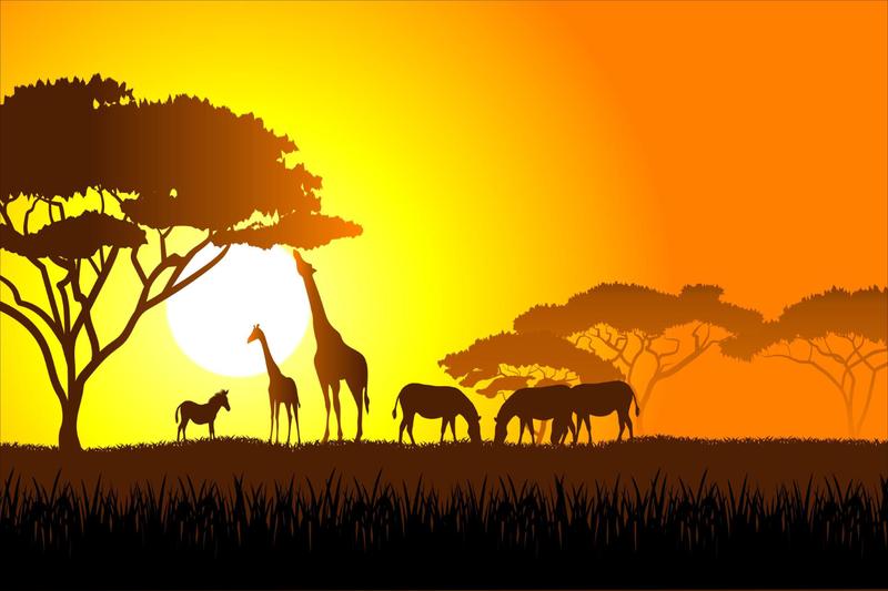 Imagem de Painel de Lona Safári África Pôr do Sol