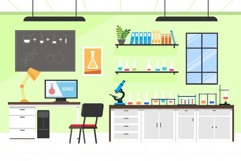 Imagem de Painel de Lona Sala de Laboratório Verde Ciência e Química - 200x150cm