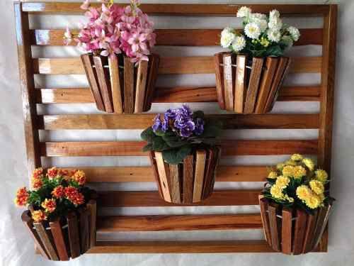 Painel De Madeira Com Moldura Para Flores Plantas Com 5 Vasos Movéis -  Global Utilidades - Vasos para plantas - Magazine Luiza