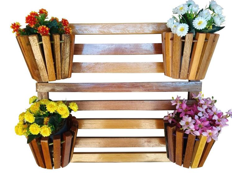 Painel De Madeira Para Flores Plantas Com 4 Vasos - Global Utilidades - Vasos  para Plantas - Magazine Luiza