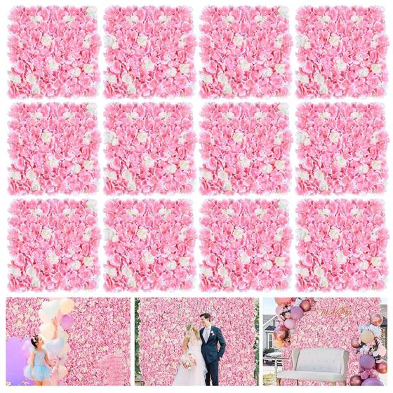 Imagem de Painel de parede de flores PSHDG HOME Pink 38x38cm 3D Silk Hydrangea