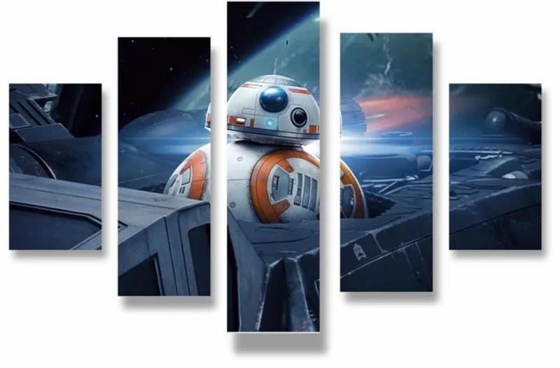 Imagem de Painel De Quadro Mosaico 5 Partes Bb8 Star Wars Para Sala