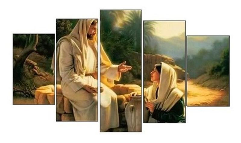 Imagem de Painel De Quadro Mosaico 5 Partes Para Sala Jesus Cristo