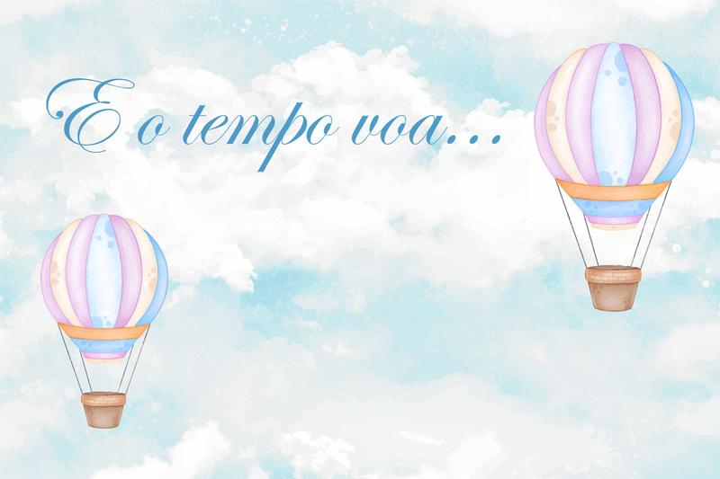Painel de Tecido Sublimado Balões Aquarela e o Tempo Voa... - Fabrika ...